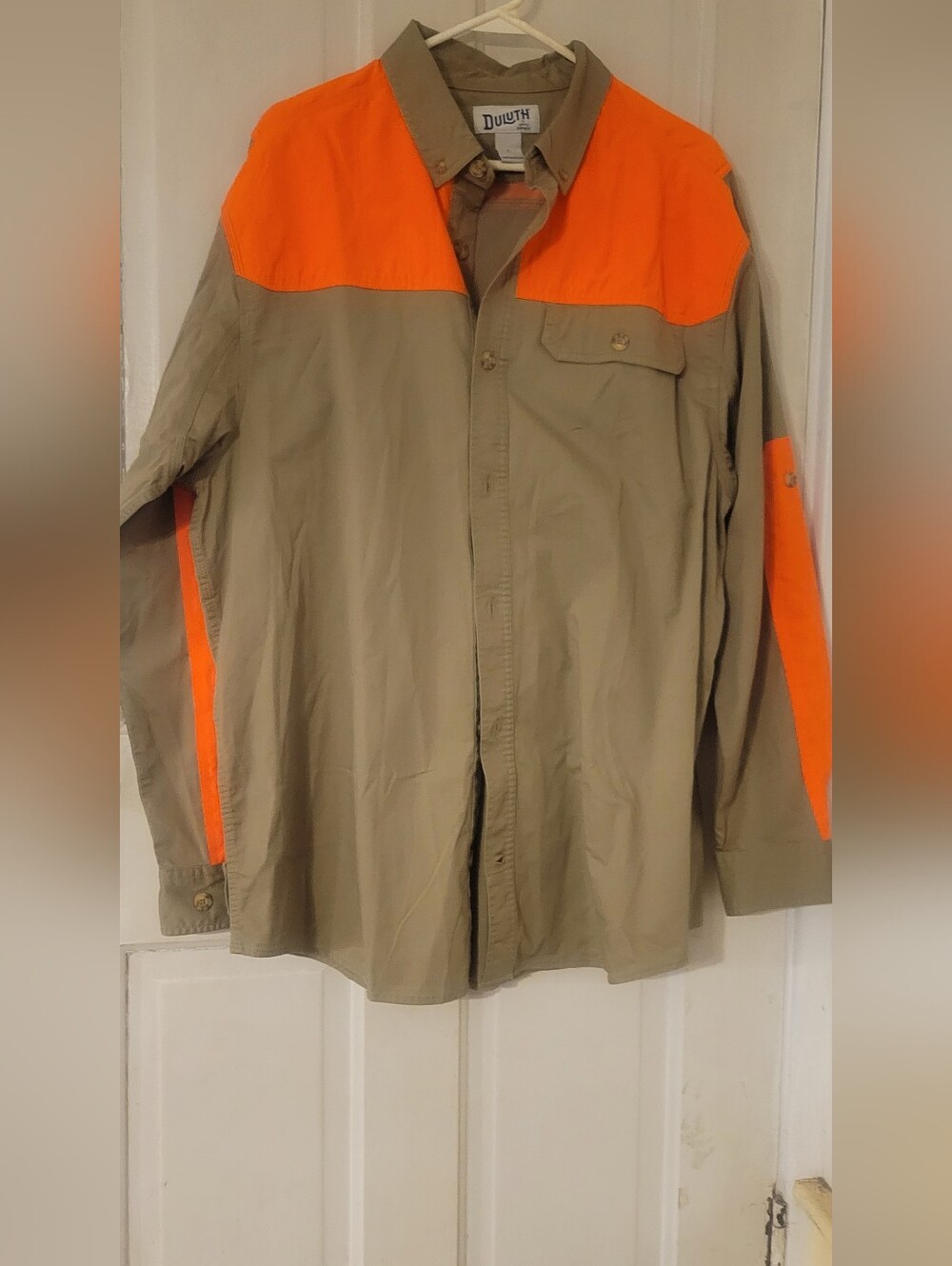 Duluth Trading Co Orange and Tan Lightweight Hunting  Shirt Jacket